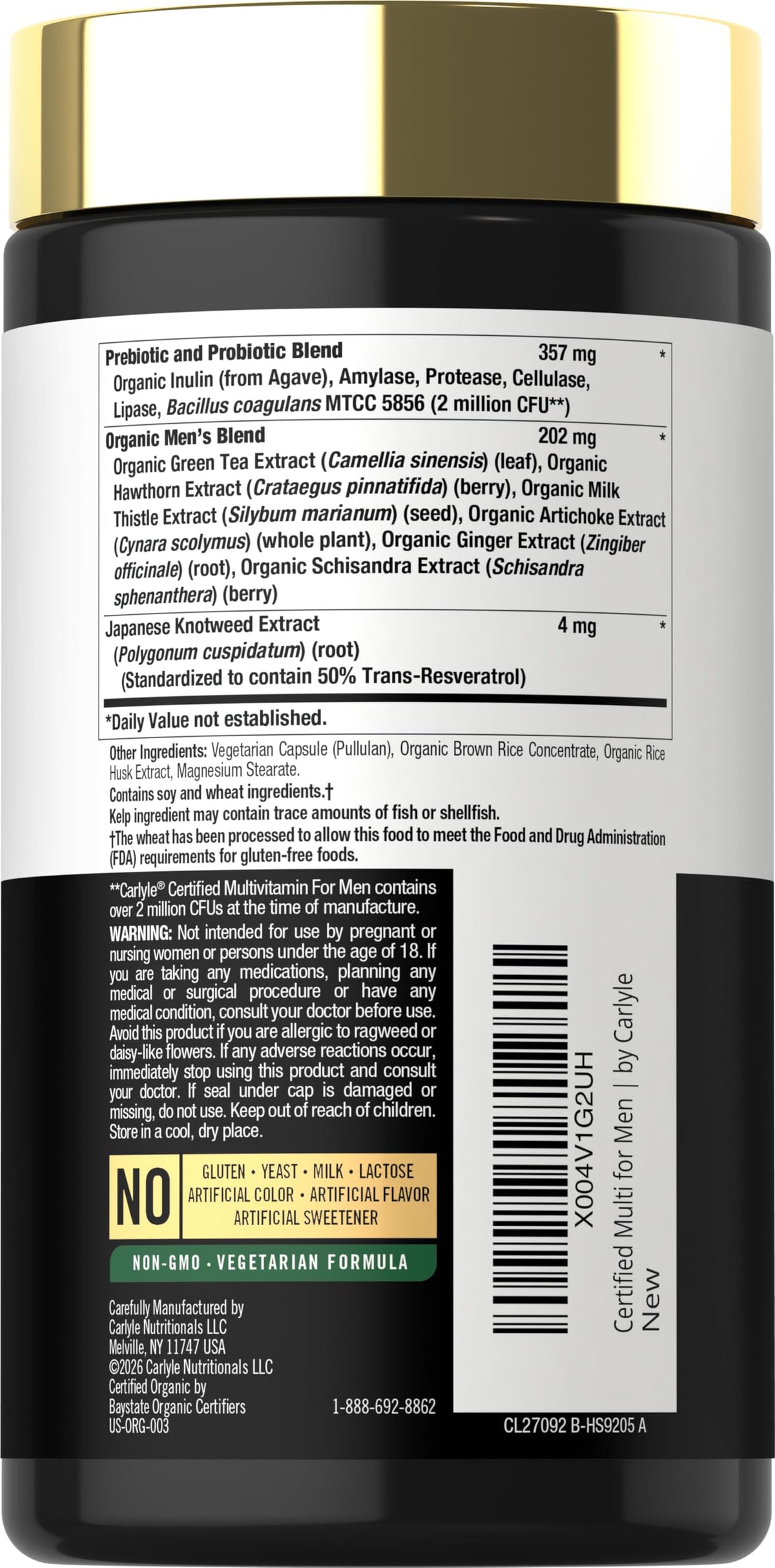 Carlyle Multivitamines pour Hommes - capsules végétariennes