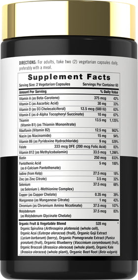 Carlyle Multivitamines pour Hommes - étiquette détaillée