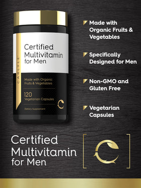 Carlyle Multivitamines pour Hommes - flacon ouvert avec capsules