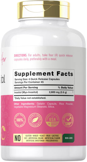 Carlyle Myo-Inositol 2600mg étiquette et détails du produit
