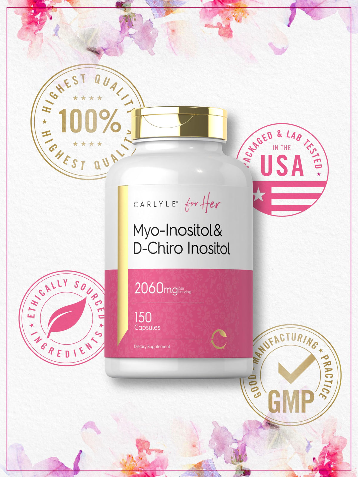 Carlyle Myo-Inositol et D-Chiro Inositol avec des ingrédients naturels