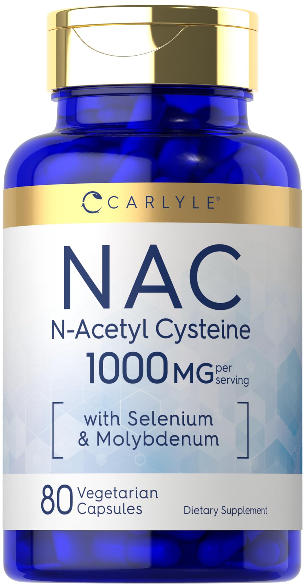 Carlyle N-Acétylcystéine 1000mg 80 capsules, vue de face