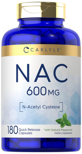 Carlyle NAC N-Acetyl Cysteine 600mg 180 capsules avec goût de menthe front view