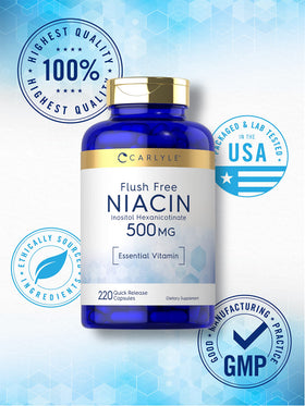 Carlyle Niacine Flush Free 500mg 220 Capsules - emballage