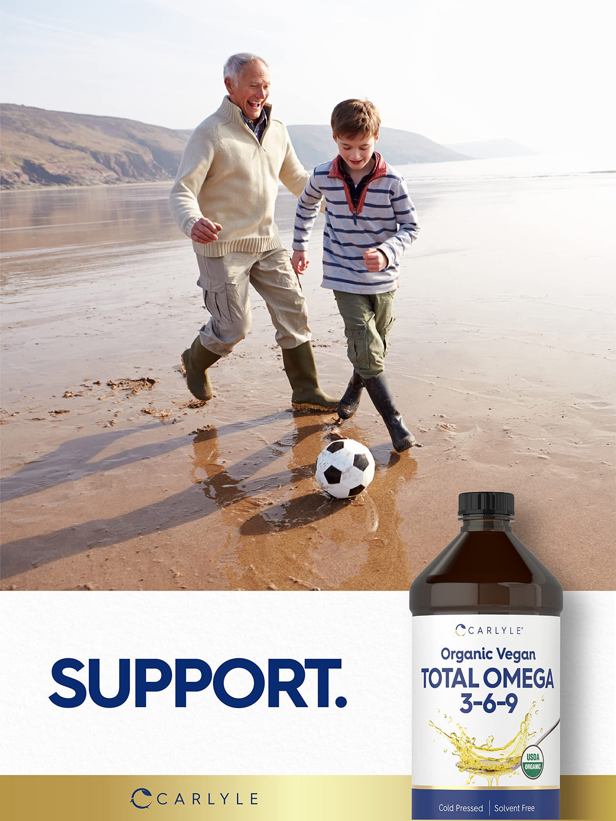 Carlyle Omega 3-6-9 bouteille ouverte avec huile à l'intérieur