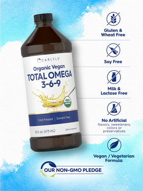 Carlyle Omega 3-6-9 huile de lin sur un fond naturel