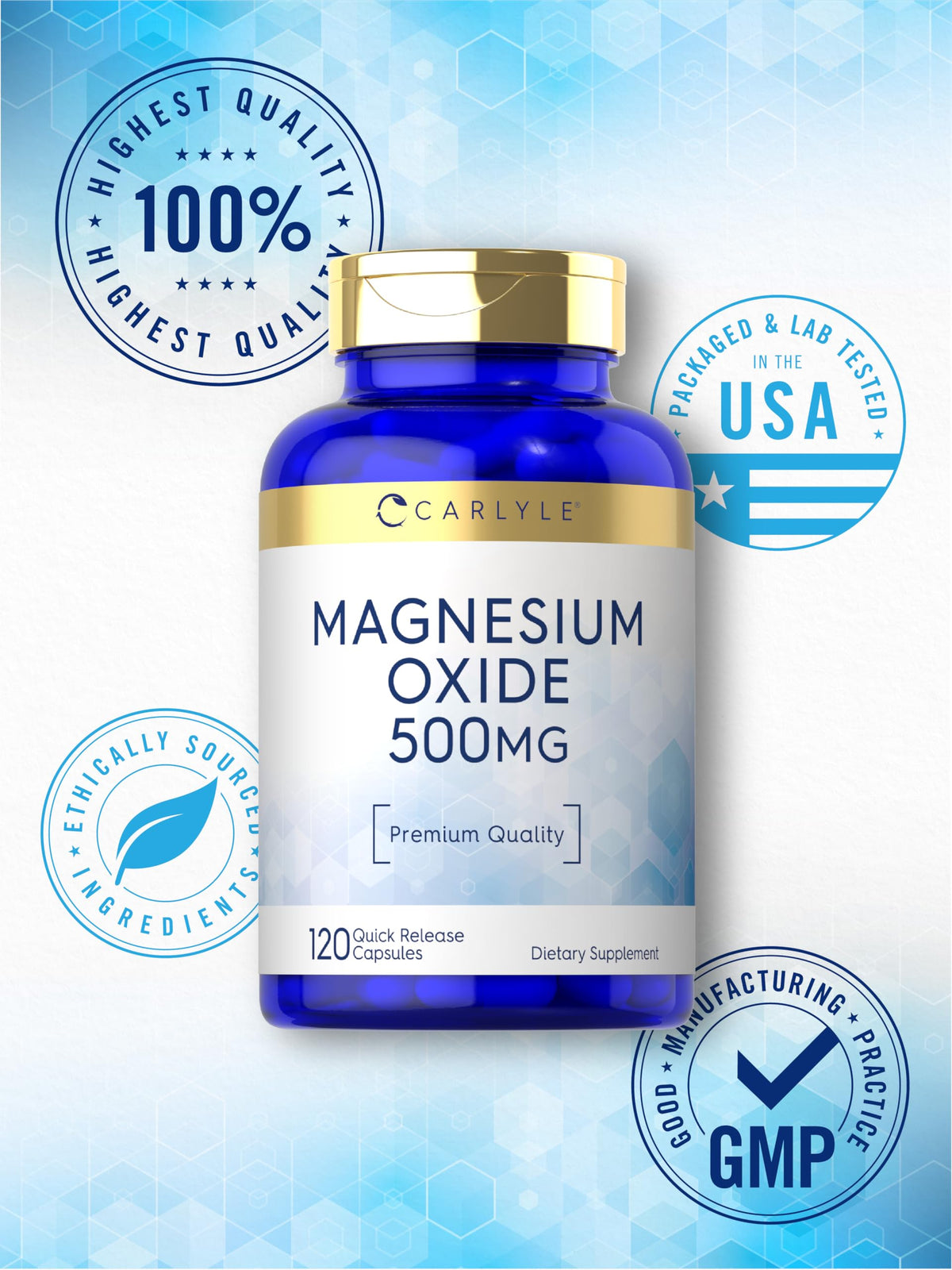 Carlyle Oxyde de Magnésium 500mg capsules en gros plan