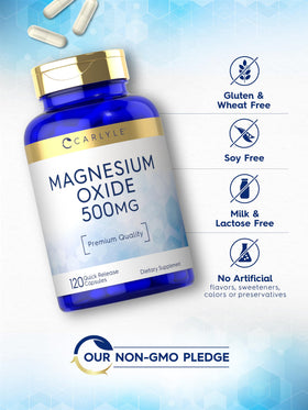 Carlyle Oxyde de Magnésium 500mg capsules prises avec un verre d'eau