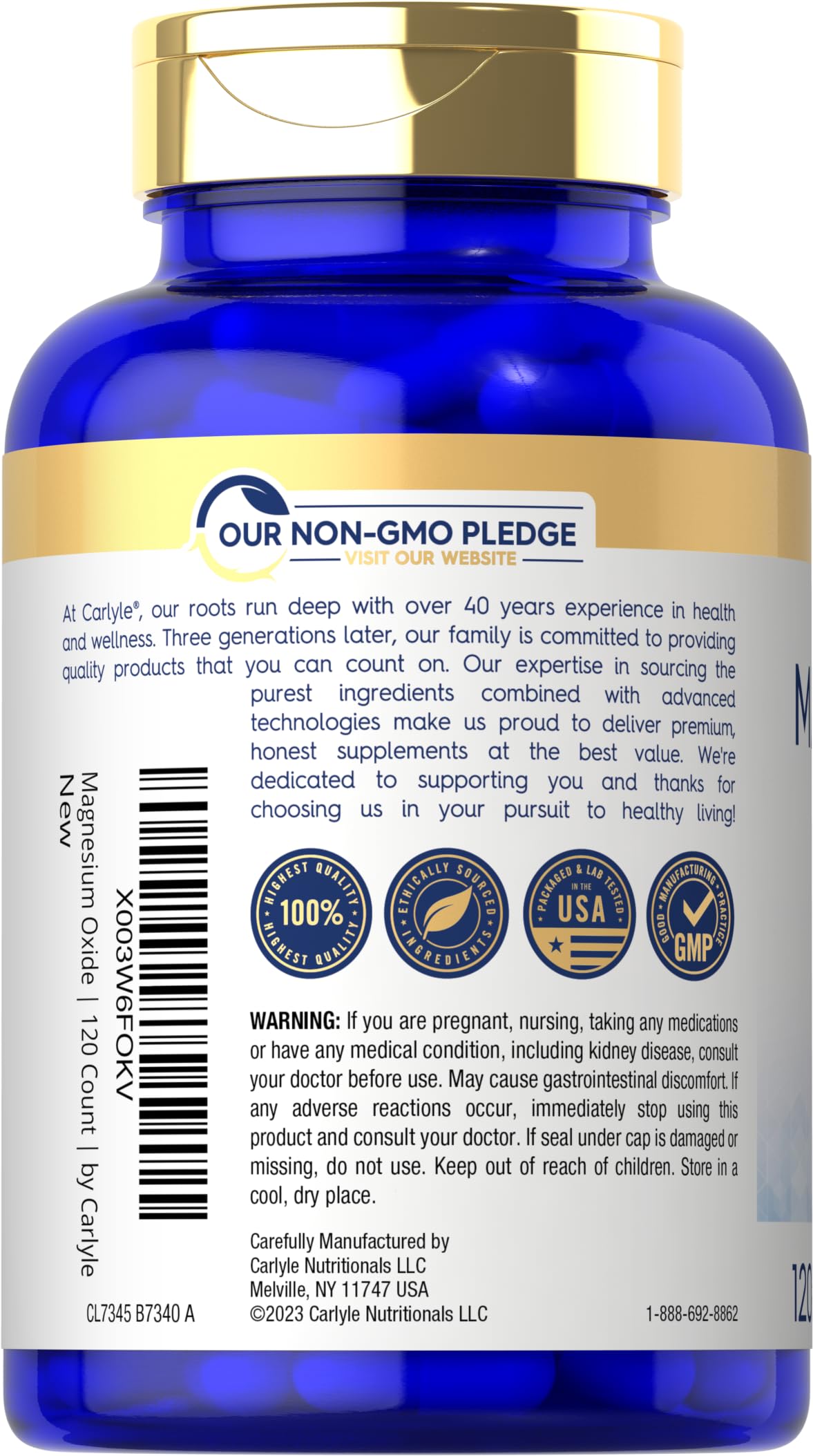 Carlyle Oxyde de Magnésium 500mg capsules sur une surface