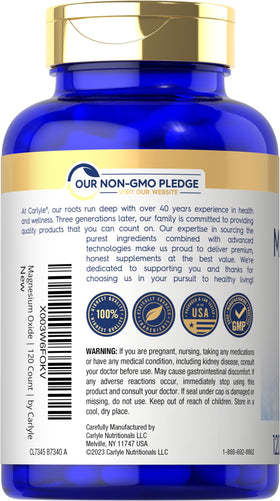 Carlyle Oxyde de Magnésium 500mg capsules sur une surface