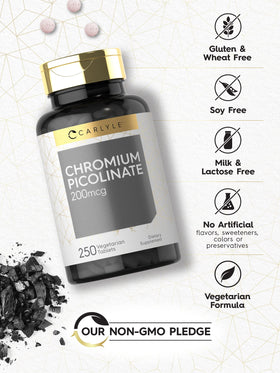 Carlyle Picolinate de Chrome 200mcg étiquette et informations