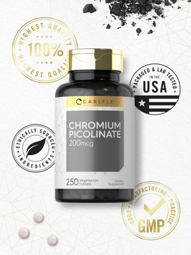 Carlyle Picolinate de Chrome comprimés avec dimensions de l'emballage