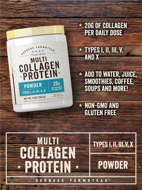 Carlyle Poudre de Collagène Multi 349 g, vue arrière avec informations nutritionnelles