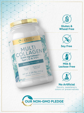 Carlyle Poudre de Collagène Multi 40 oz arrière avec informations nutritionnelles