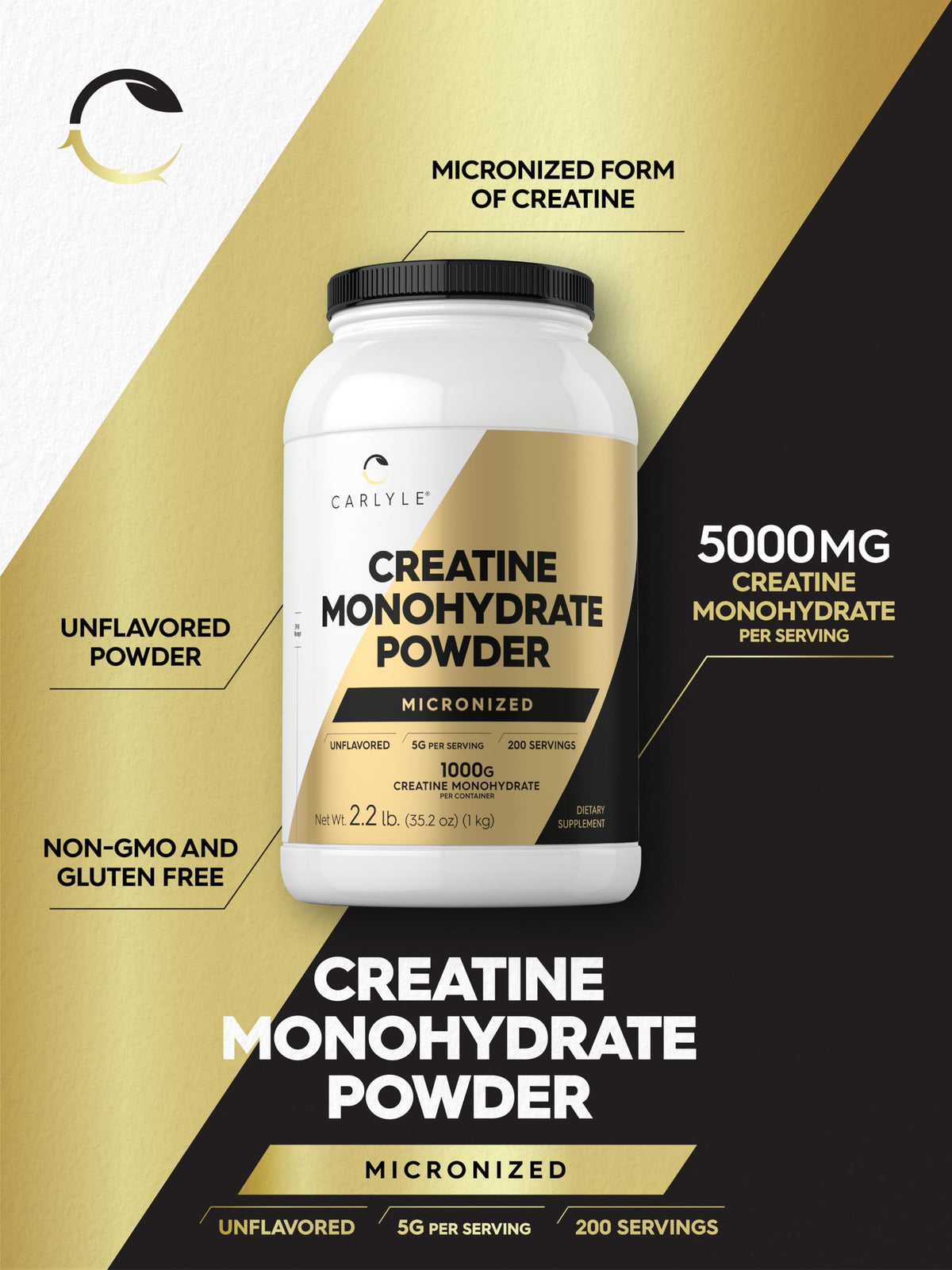 Carlyle Poudre de Créatine Monohydrate 5000 mg côté droit