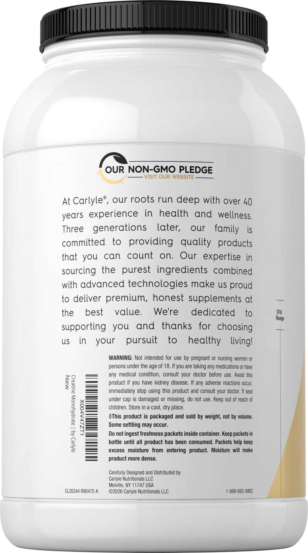 Carlyle Poudre de Créatine Monohydrate 5000 mg côté gauche