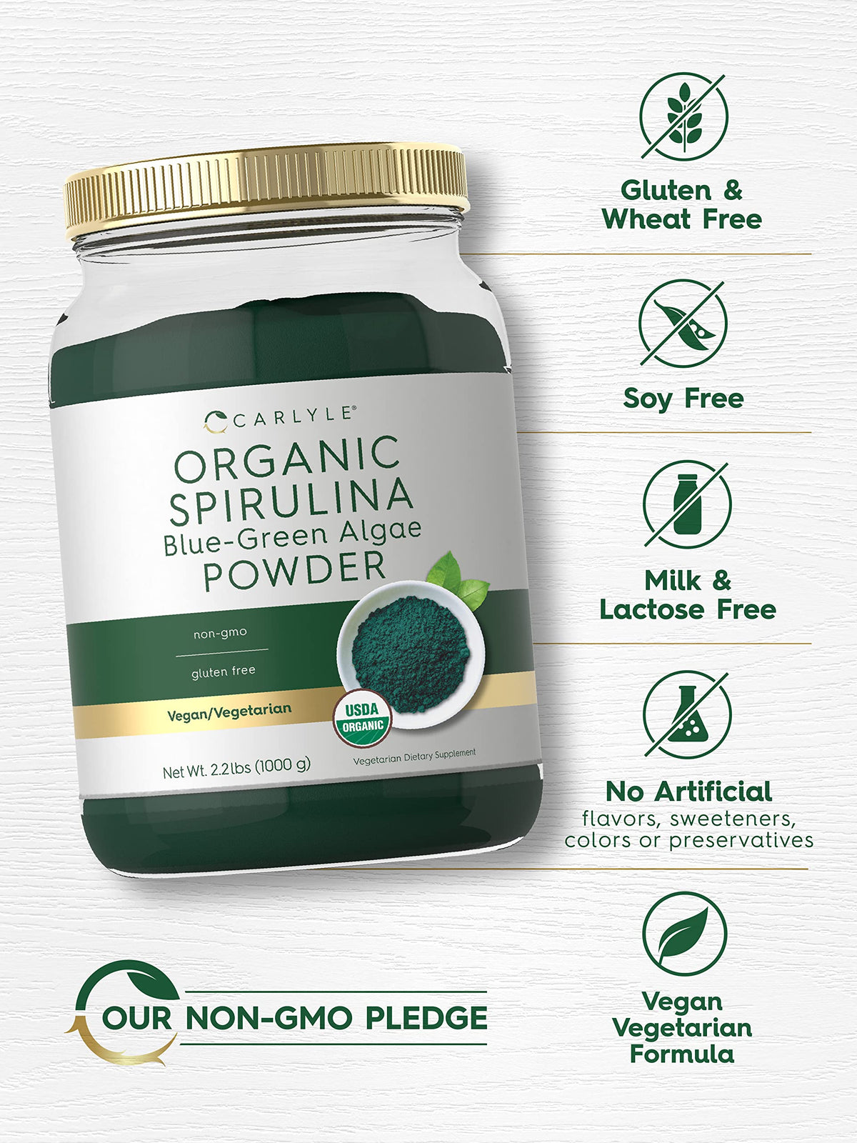 Carlyle Poudre de Spiruline Bio, étiquette et informations nutritionnelles