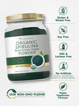 Carlyle Poudre de Spiruline Bio, étiquette et informations nutritionnelles