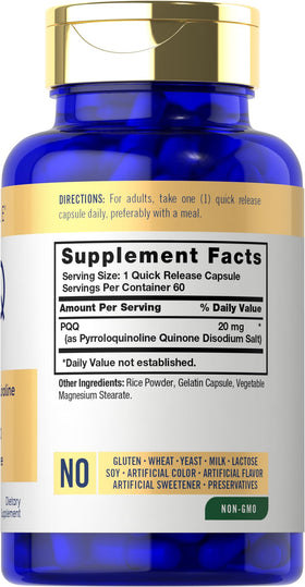 Carlyle PQQ Complément Alimentaire 20 mg capsules
