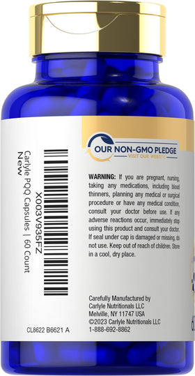 Carlyle PQQ Complément Alimentaire 20 mg étiquette