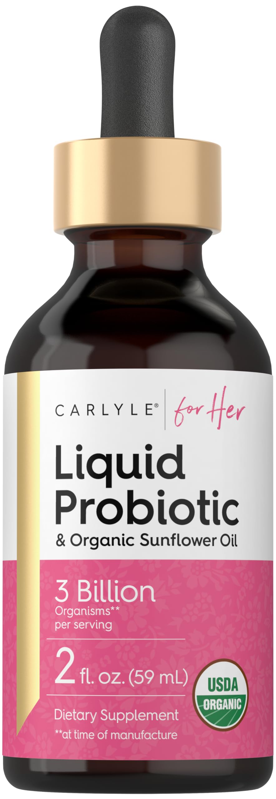 Carlyle Probiotique Liquide pour Femmes 2 fl oz avec Huile de Tournesol, vue de face