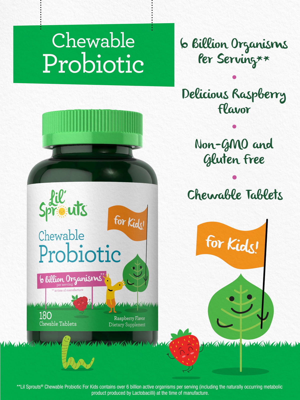 Carlyle Probiotiques à Mâcher pour Enfants étiquette avec informations nutritionnelles