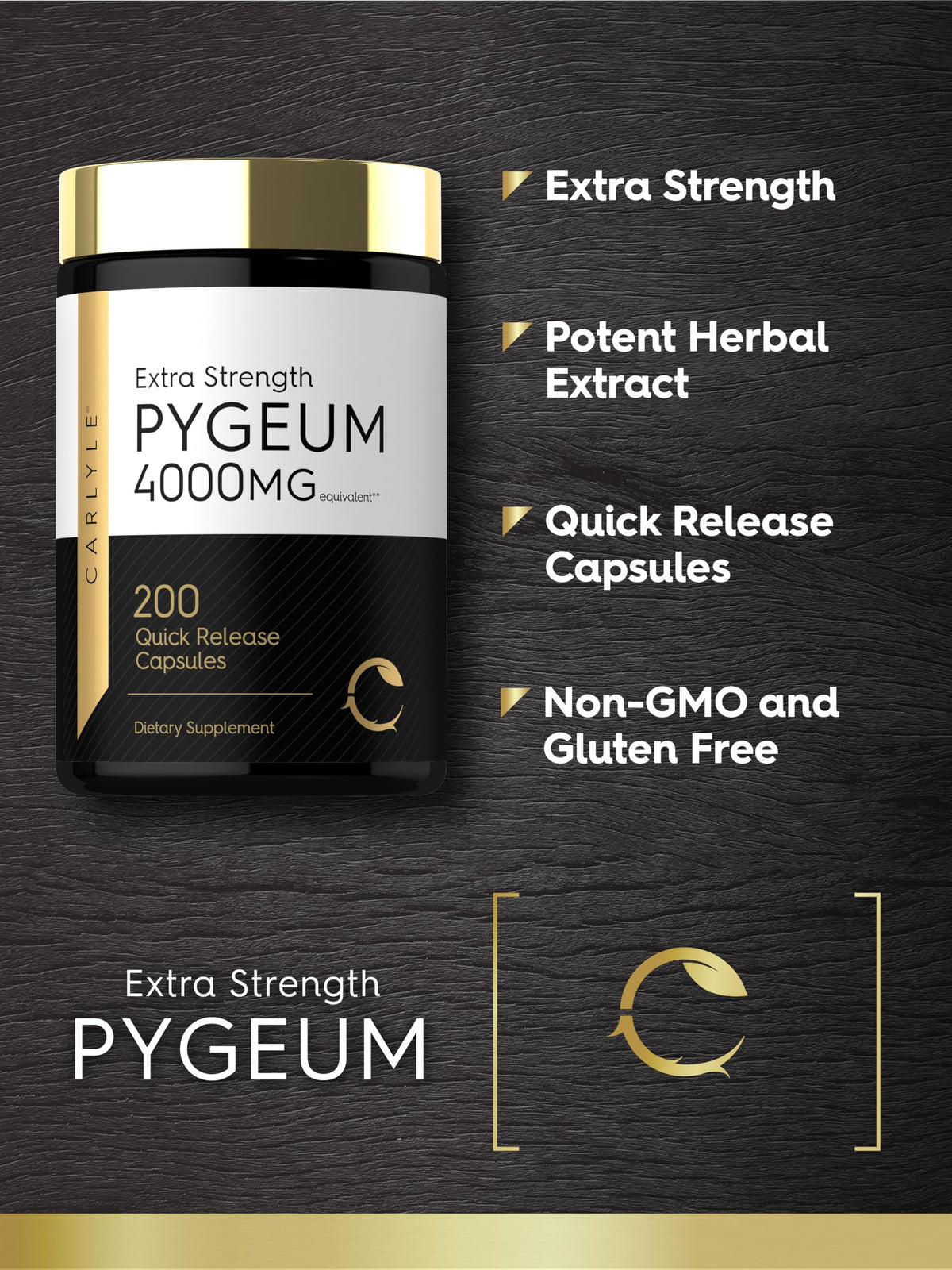 Carlyle Pygeum Africanum Écorce capsules ouvertes montrant l'intérieur