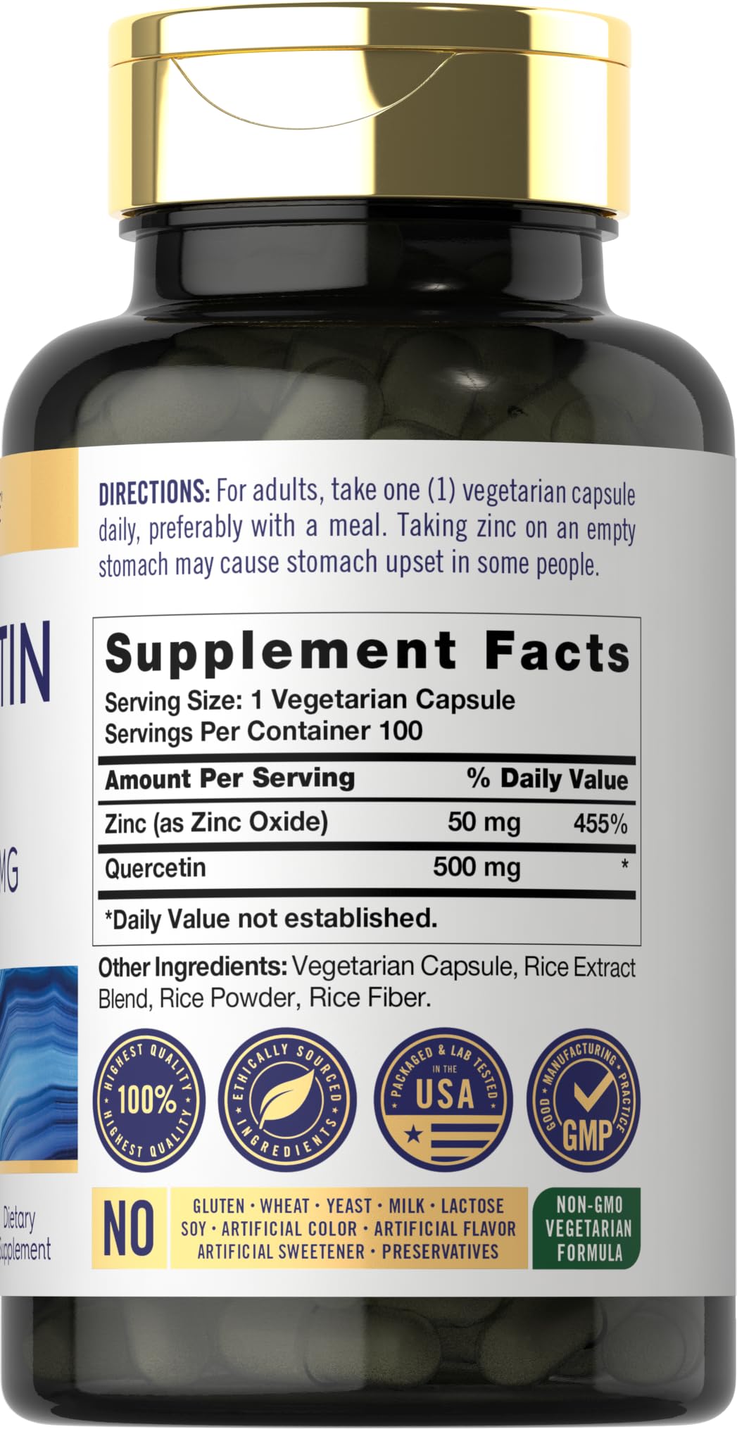Carlyle Quercétine Capsules vue arrière avec informations nutritionnelles