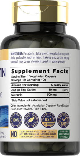 Carlyle Quercétine Capsules vue arrière avec informations nutritionnelles