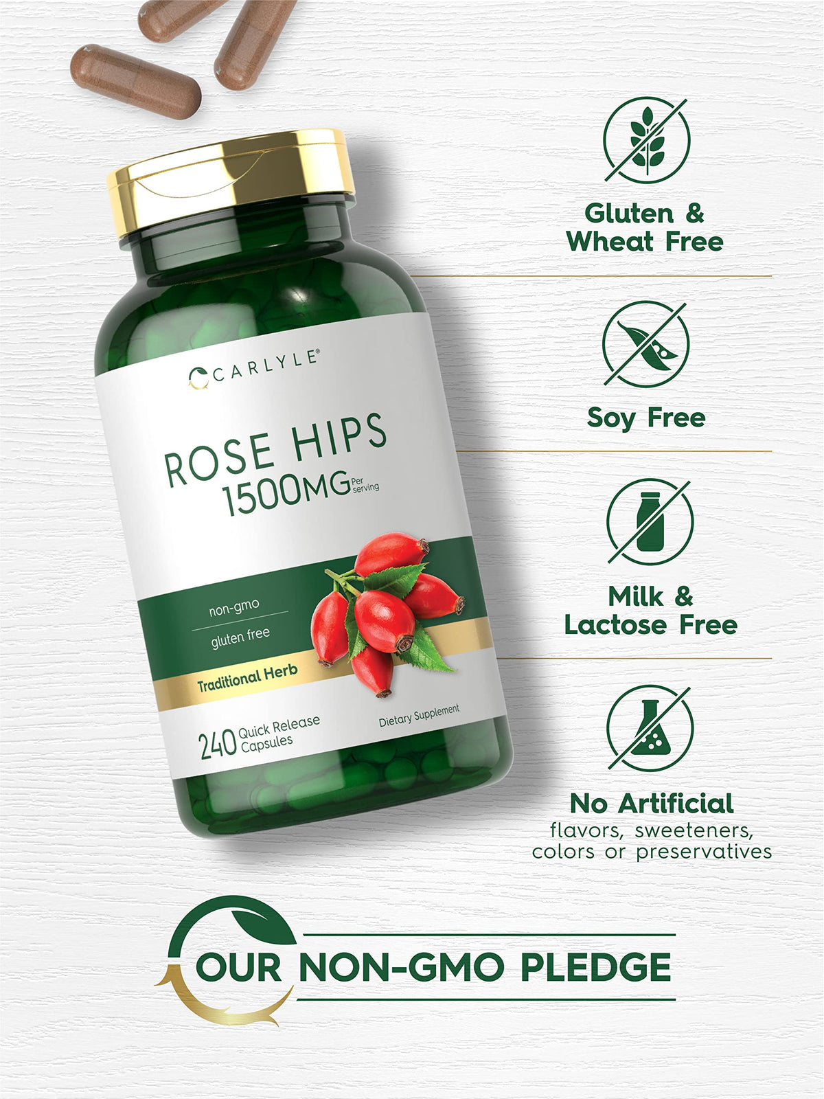 Carlyle Rose Hips 1500mg capsules à libération rapide