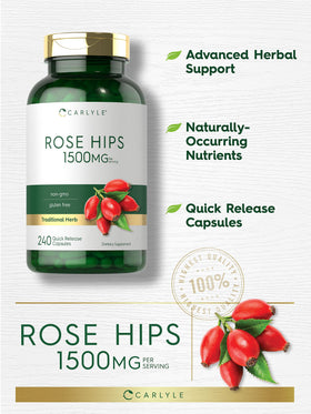 Carlyle Rose Hips 1500mg capsules sur une table