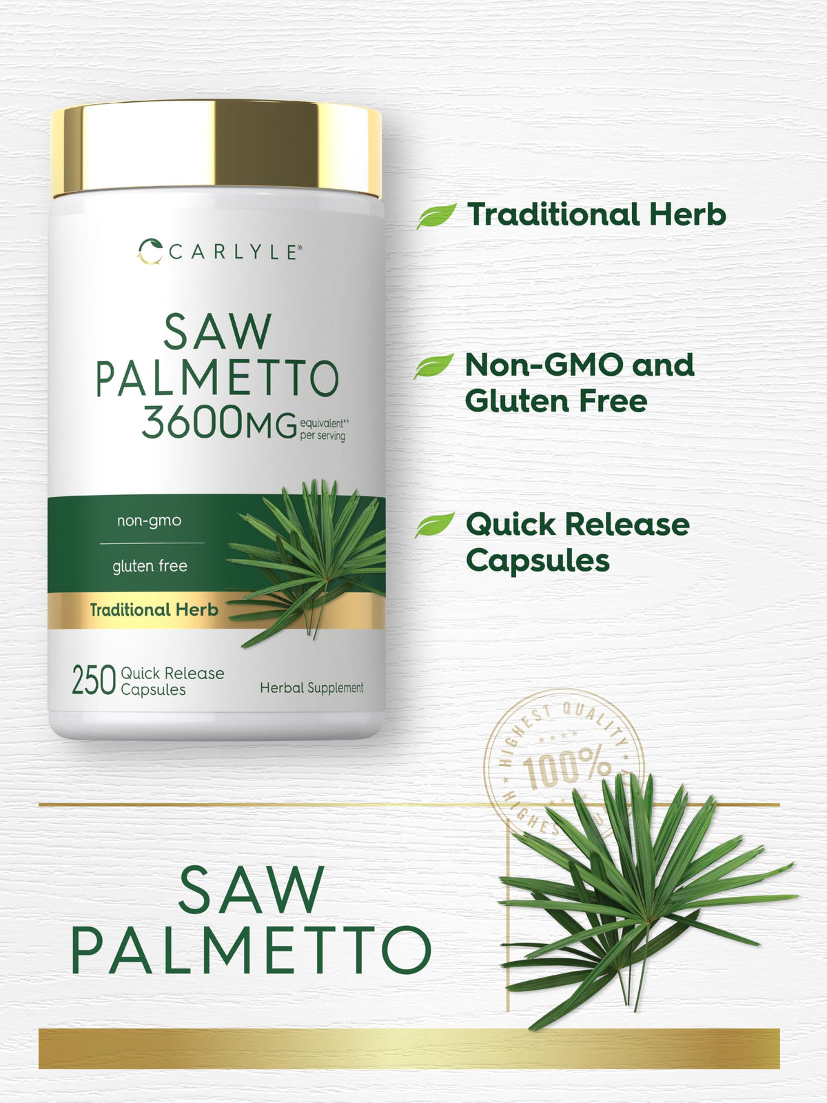 Carlyle Saw Palmetto capsules - dosage recommandé