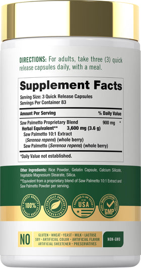 Carlyle Saw Palmetto capsules - vue de côté