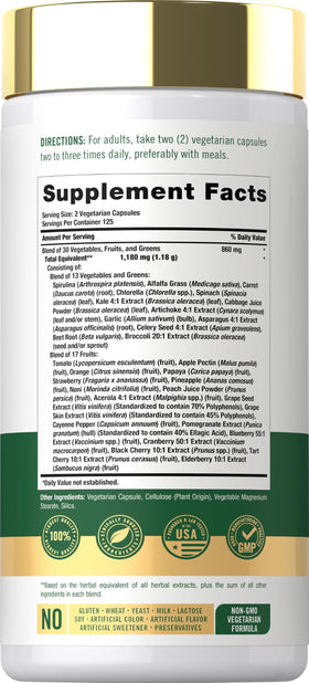 Carlyle Super Greens Capsules 250 gélules arrière