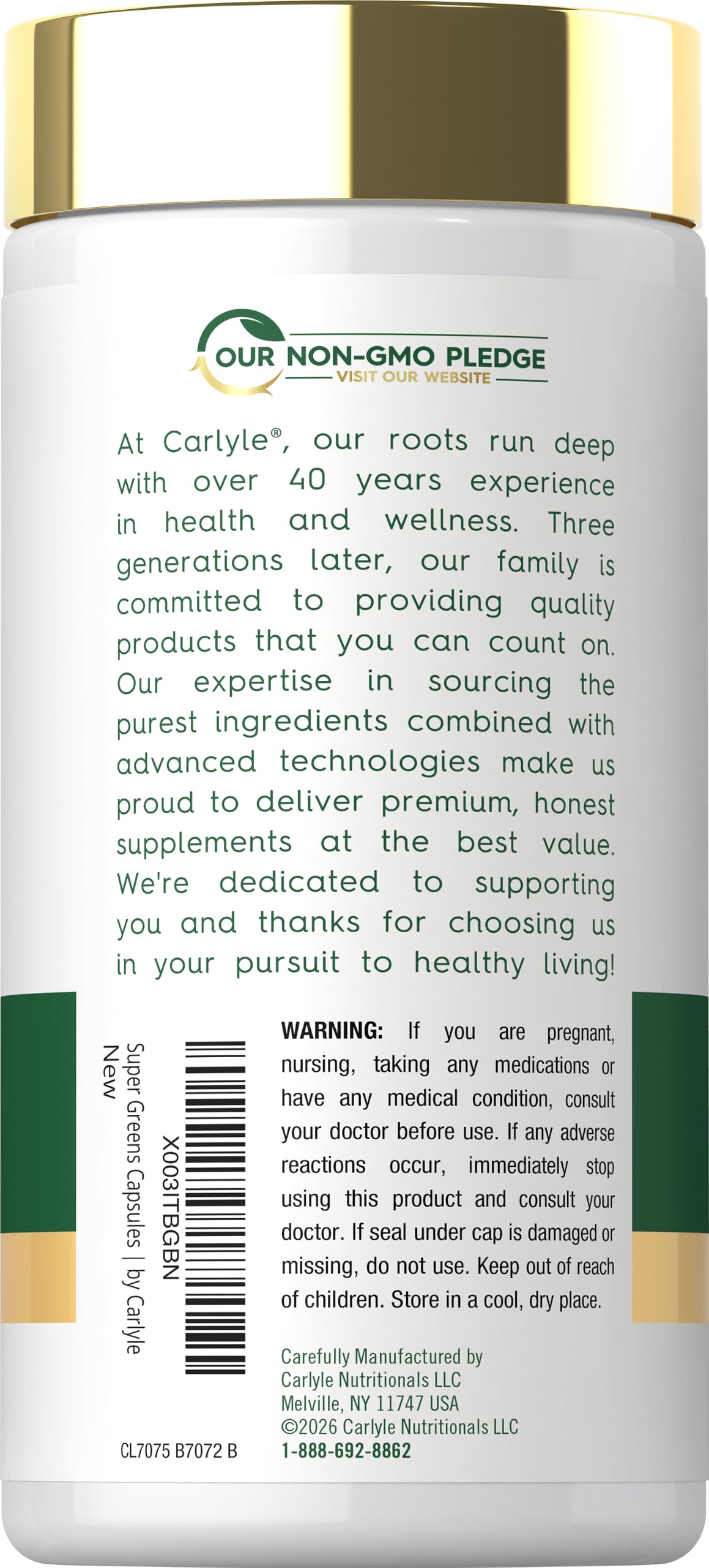Carlyle Super Greens Capsules 250 gélules packaging