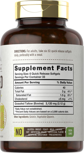 Carlyle Tallow de Bœuf Élevé à l'Herbe 3120mg capsules molles vue arrière