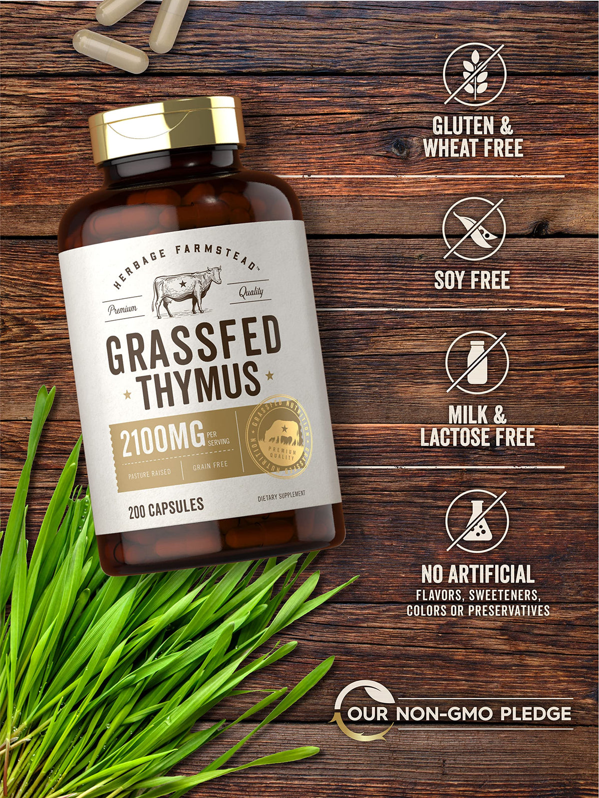 Carlyle Thymus de Bœuf 2100mg 200 capsules avec dosage