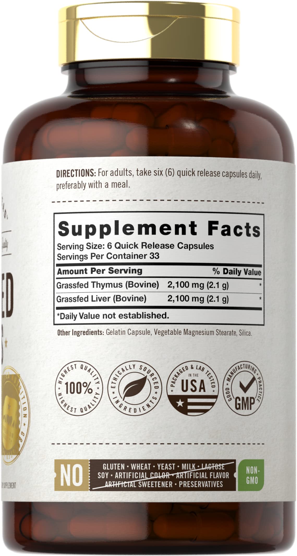 Carlyle Thymus de Bœuf 2100mg 200 capsules emballage