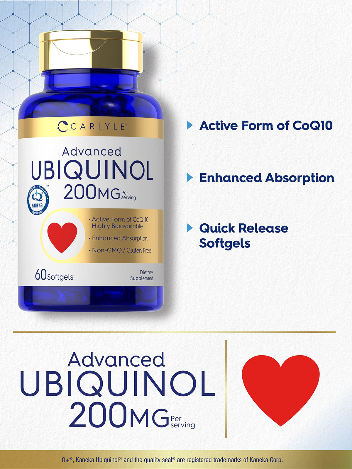Carlyle Ubiquinol 200mg gélules molles vue arrière