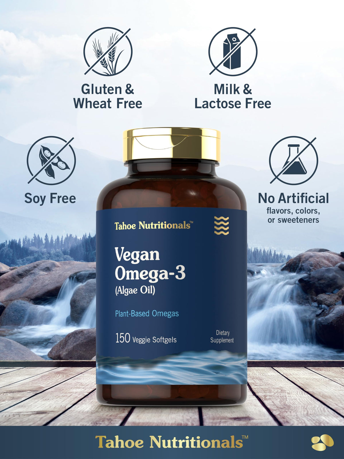 Carlyle Vegan Omega 3 gélules avec des plantes en arrière-plan