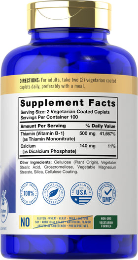 Carlyle Vitamine B1 500mg, caplets végétariens, vue de côté