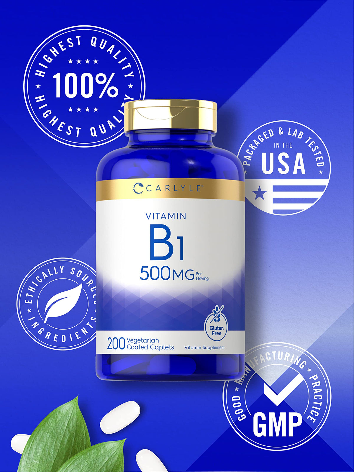 Carlyle Vitamine B1 500mg, étiquette des ingrédients