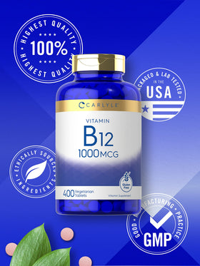 Carlyle Vitamine B12 1000 mcg, arrière de la boîte