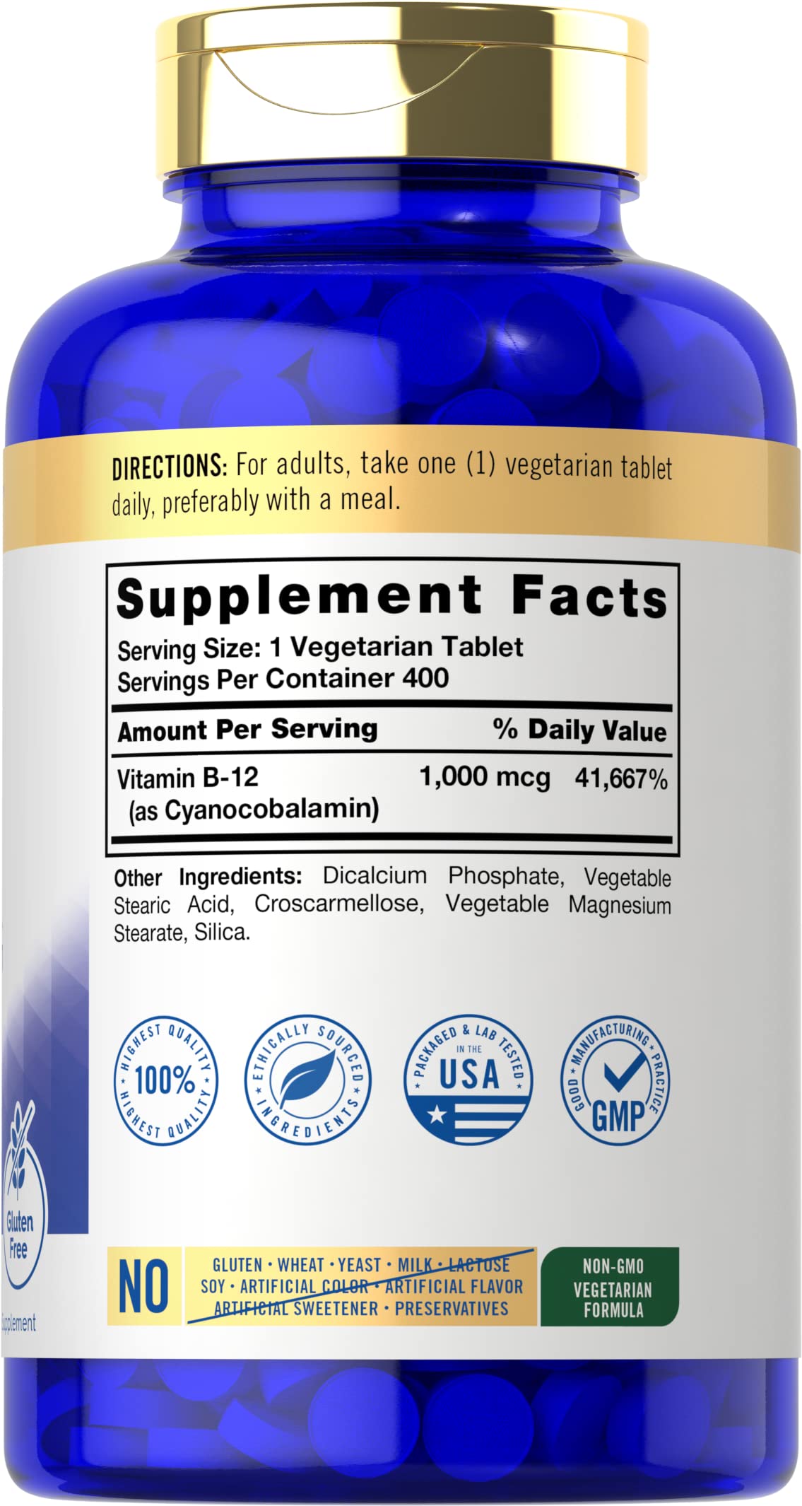 Carlyle Vitamine B12 1000 mcg, emballage et étiquette