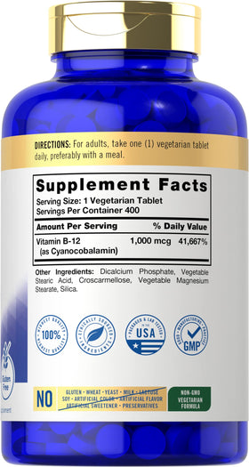 Carlyle Vitamine B12 1000 mcg, emballage et étiquette