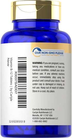 Carlyle Vitamine B12 comprimés dissolvants, détail de la tablette