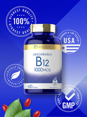 Carlyle Vitamine B12 gélules molles avec dosage de 1000 mcg