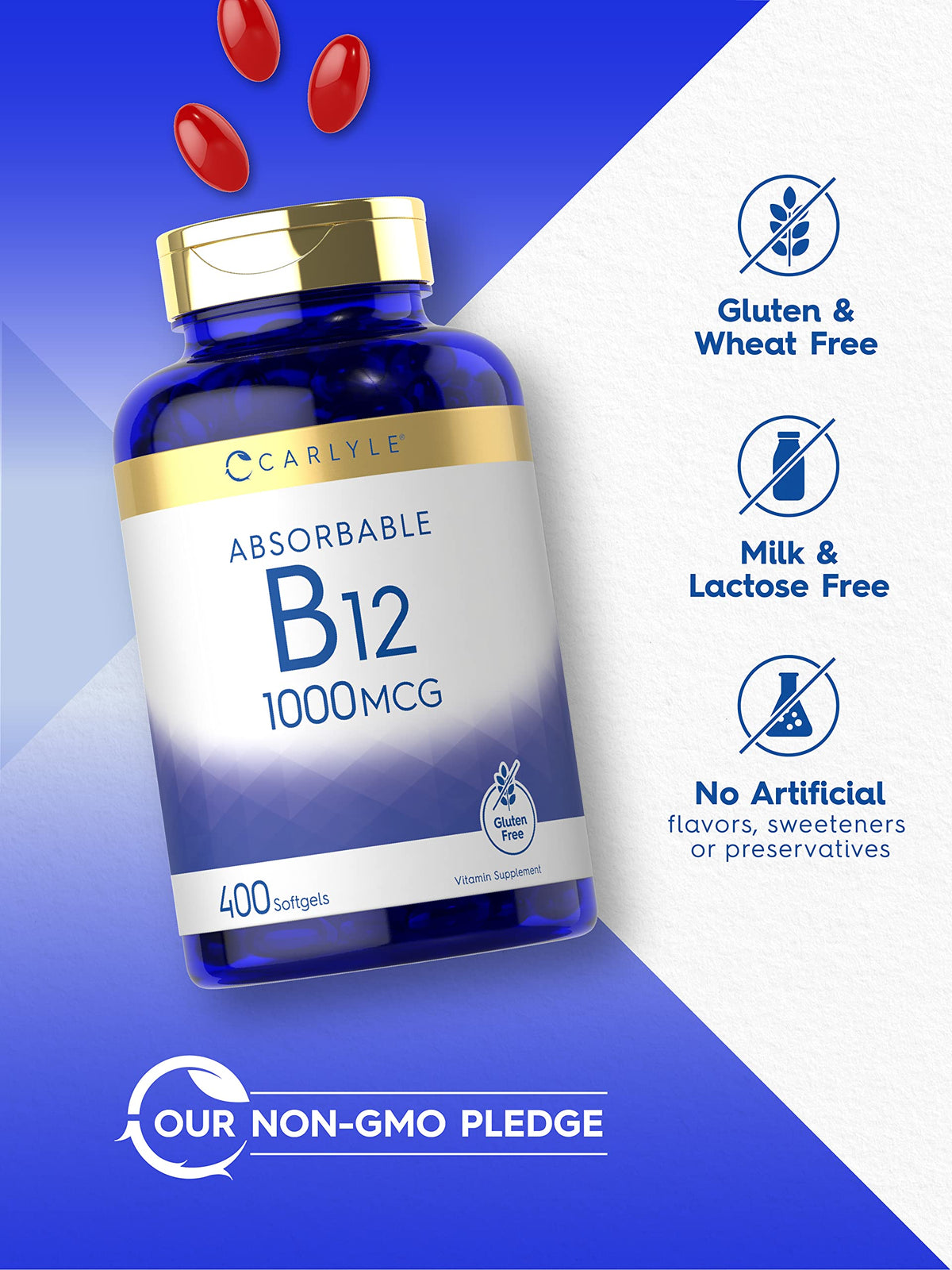Carlyle Vitamine B12 gélules molles ouvertes sur une table