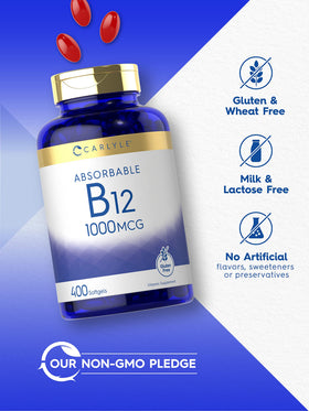 Carlyle Vitamine B12 gélules molles ouvertes sur une table