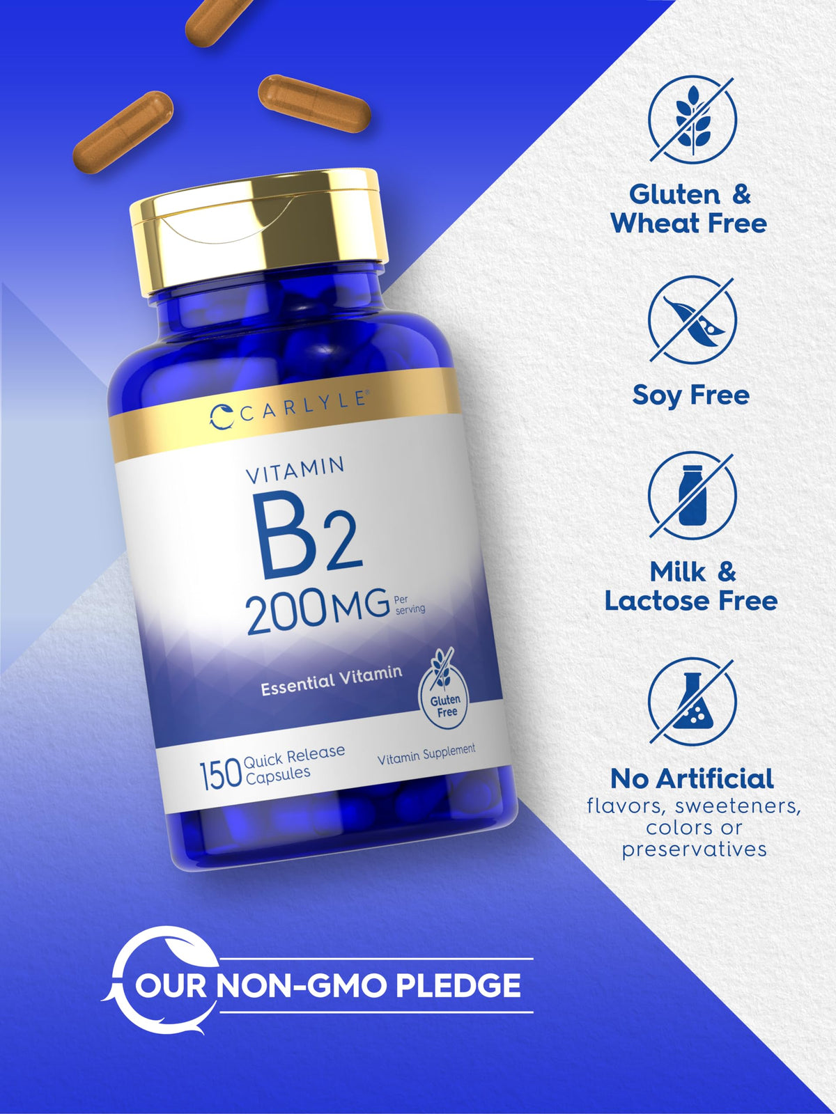 Carlyle Vitamine B2 200mg gélules avec ingrédients
